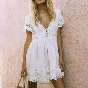 Spell White Eyelet Embroidered Dress